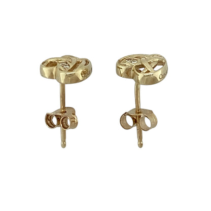 9ct Gold & Diamond Clogau Eternal Love Heart Stud Earrings