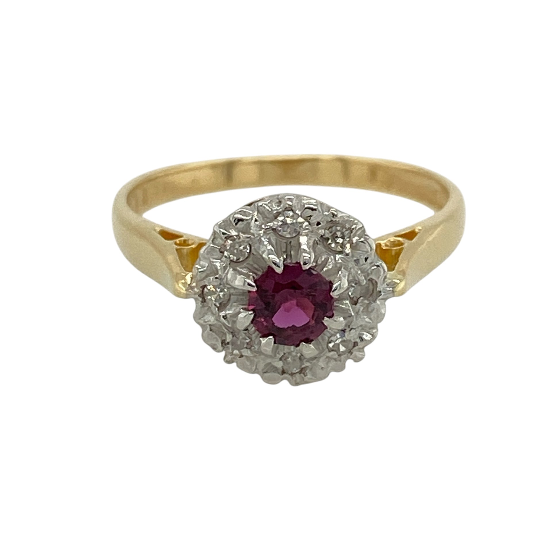 18ct Gold Diamond & Ruby Cluster Ring