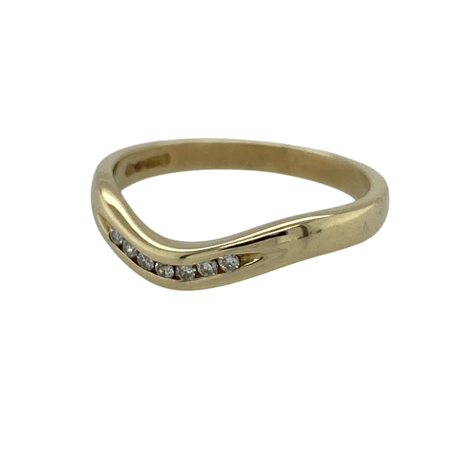 Add timeless elegance and delicate sparkle to your jewellery collection with this pre-owned 9ct yellow gold and diamond wishbone ring, featuring a classic curved design with versatile appeal.

Design: The ring showcases a traditional wishbone-style profile with a graceful curved front, enhanced with diamond detailing to create subtle sparkle and visual interest suitable for everyday wear or special occasions.