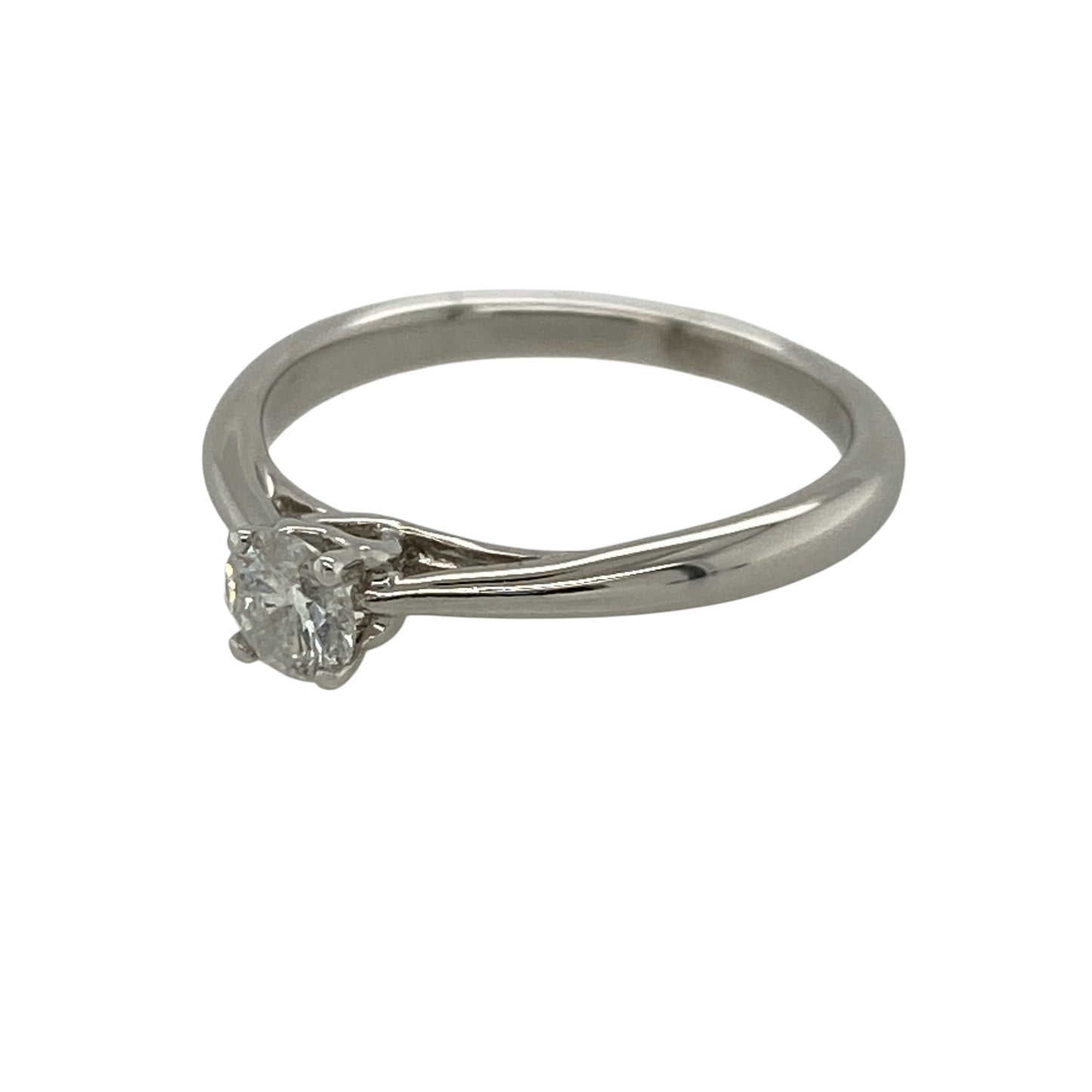 Add timeless elegance and classic sparkle to your jewellery collection with this pre-owned 9ct white gold and diamond solitaire ring, featuring a brilliant cut diamond in an elegant and enduring design.

Design: The ring showcases a classic solitaire design centred around a single brilliant cut diamond, allowing the diamond to form the striking focal point of the piece while offering timeless styling suitable for everyday wear or special occasions.