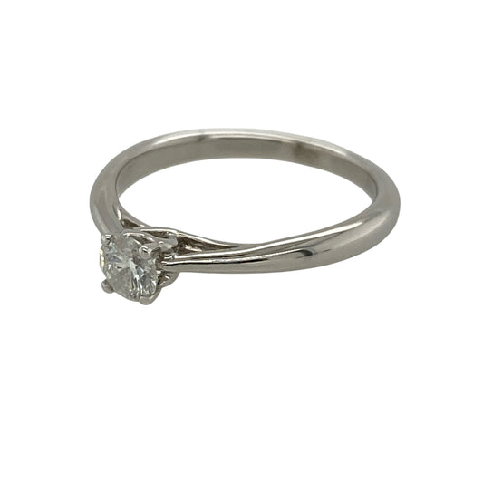 Add timeless elegance and classic sparkle to your jewellery collection with this pre-owned 9ct white gold and diamond solitaire ring, featuring a brilliant cut diamond in an elegant and enduring design.

Design: The ring showcases a classic solitaire design centred around a single brilliant cut diamond, allowing the diamond to form the striking focal point of the piece while offering timeless styling suitable for everyday wear or special occasions.