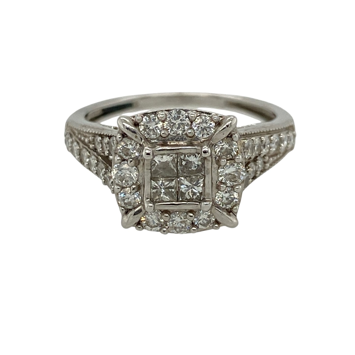 9ct White Gold & Diamond Cluster Ring