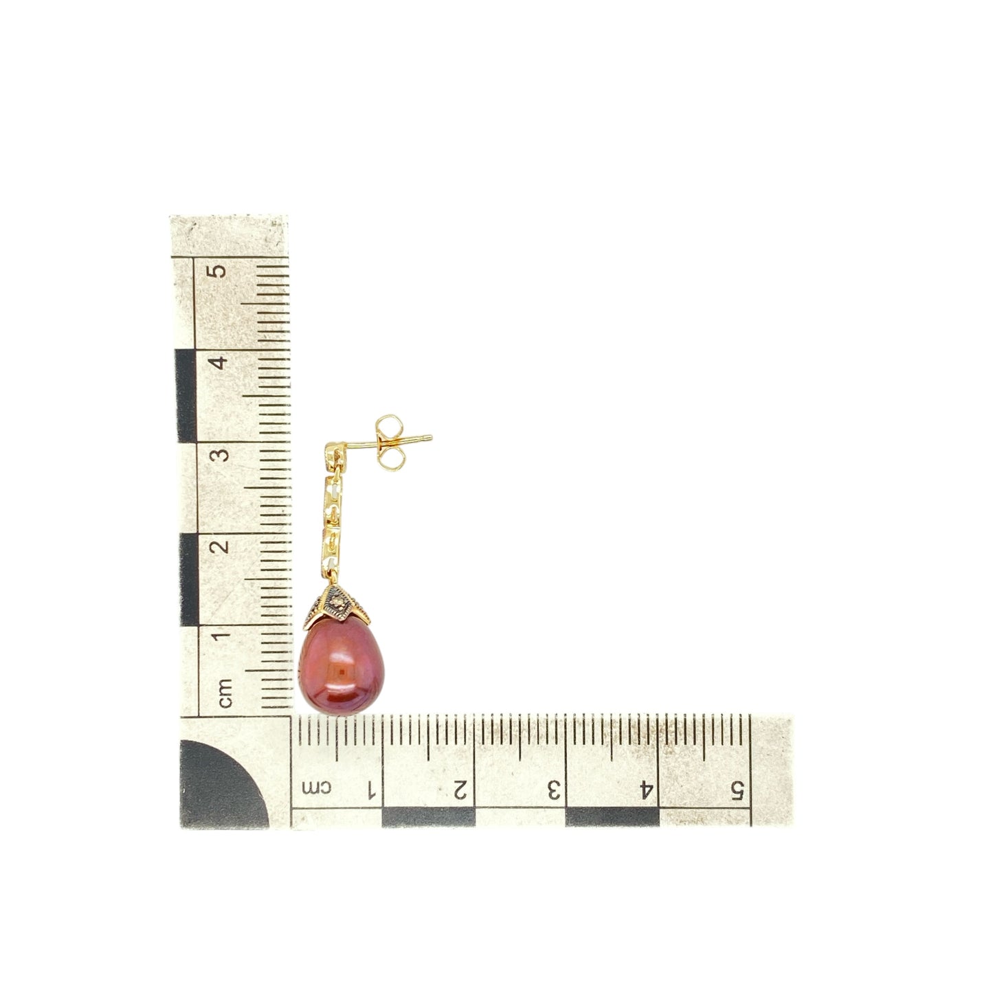 14ct Gold Diamond & Grey Pearl Drop Earrings