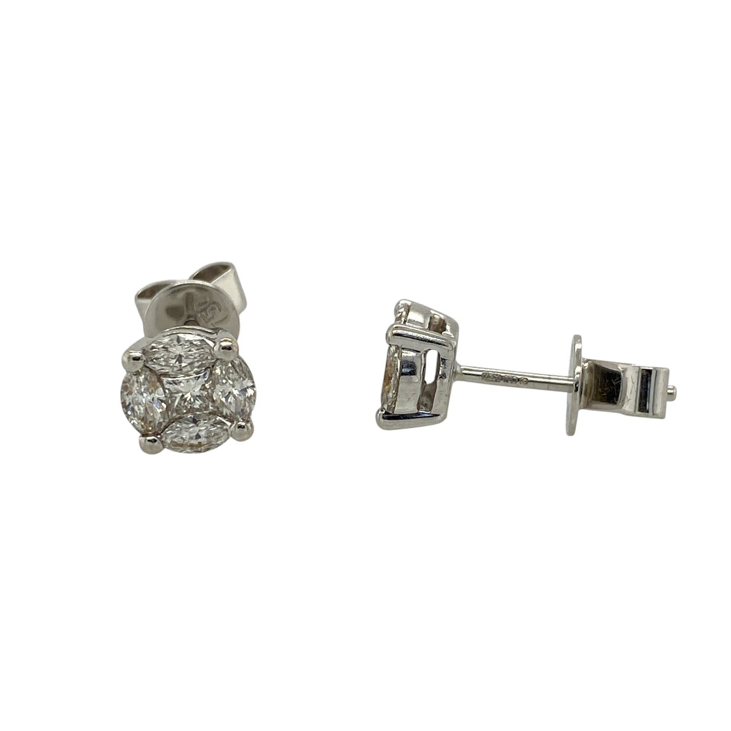 18ct White Gold & Diamond Cluster Stud Earrings