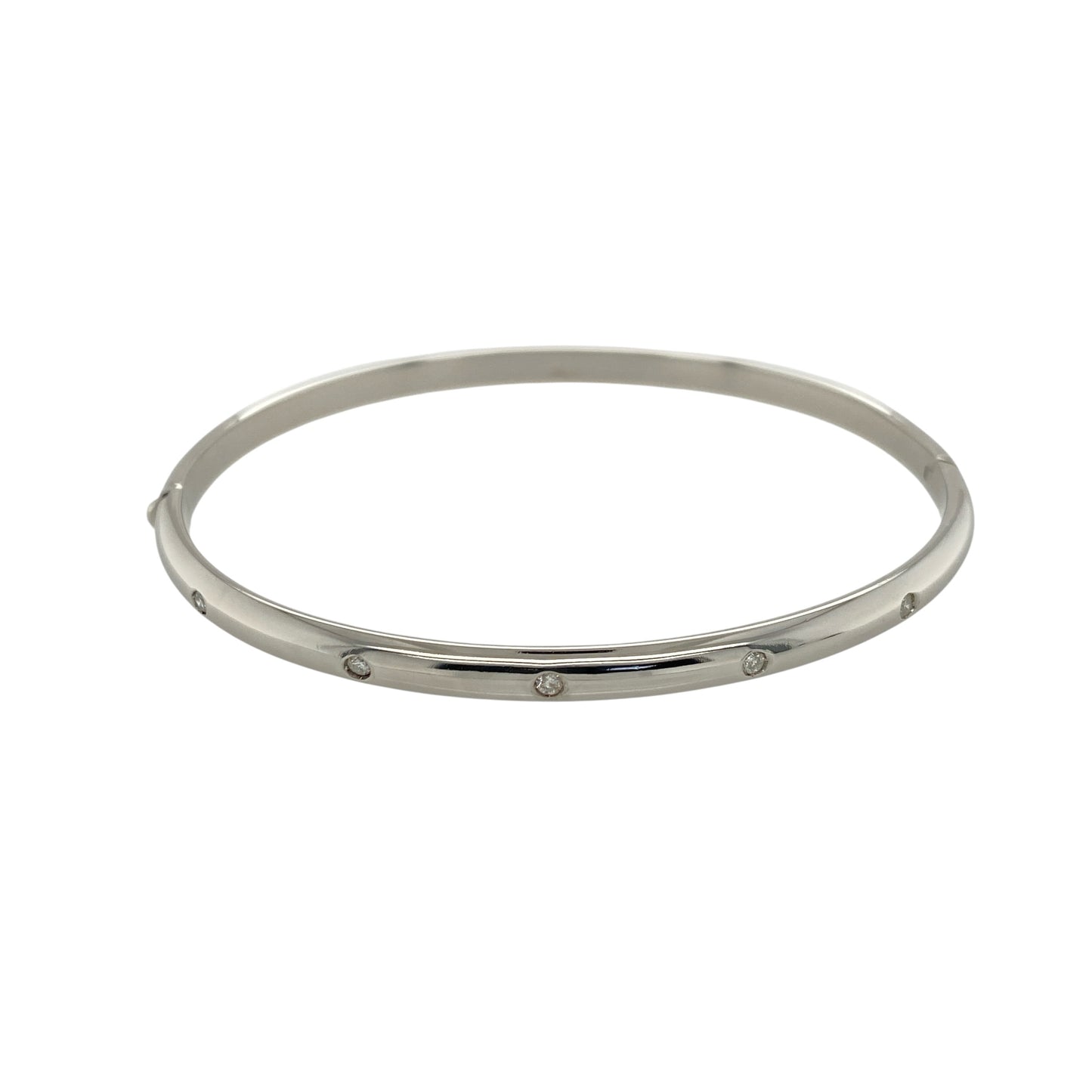 9ct White Gold & Diamond Hinged Bangle