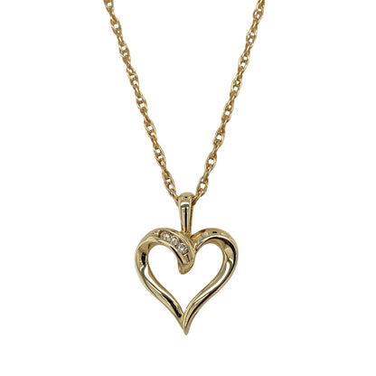 9ct Gold & Diamond Open Heart 18" Necklace