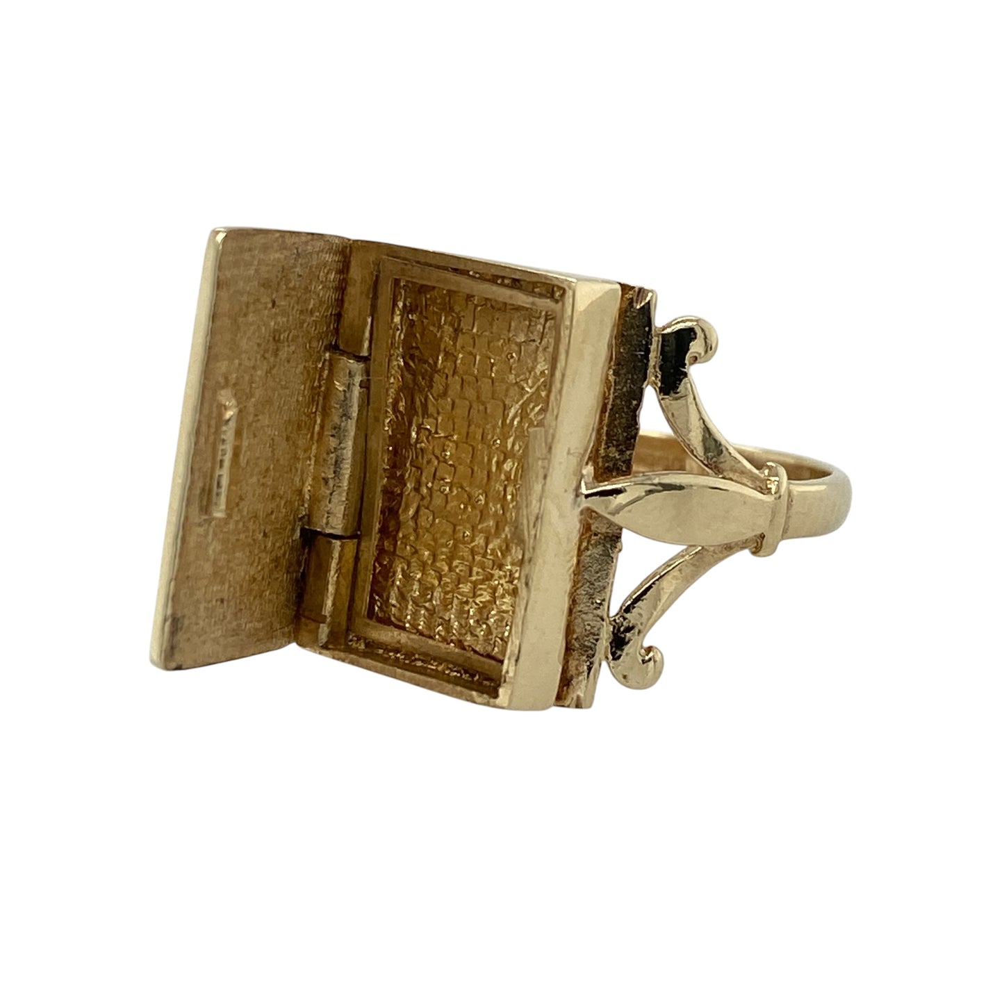 9ct Gold Patterned Rectangle Locket Ring