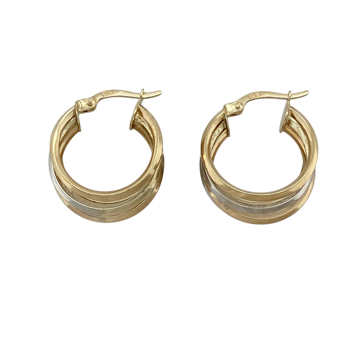 9ct Gold Five Strand Hoop Creole Earrings