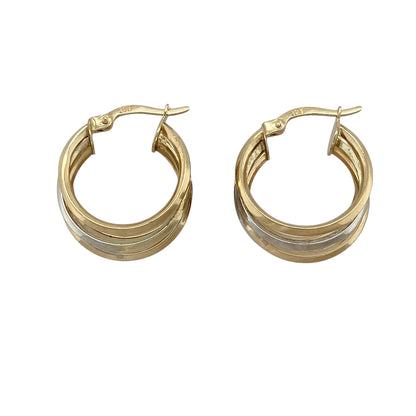 9ct Gold Five Strand Hoop Creole Earrings