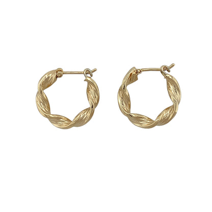 9ct Gold Twisted Hoop Creole Earrings