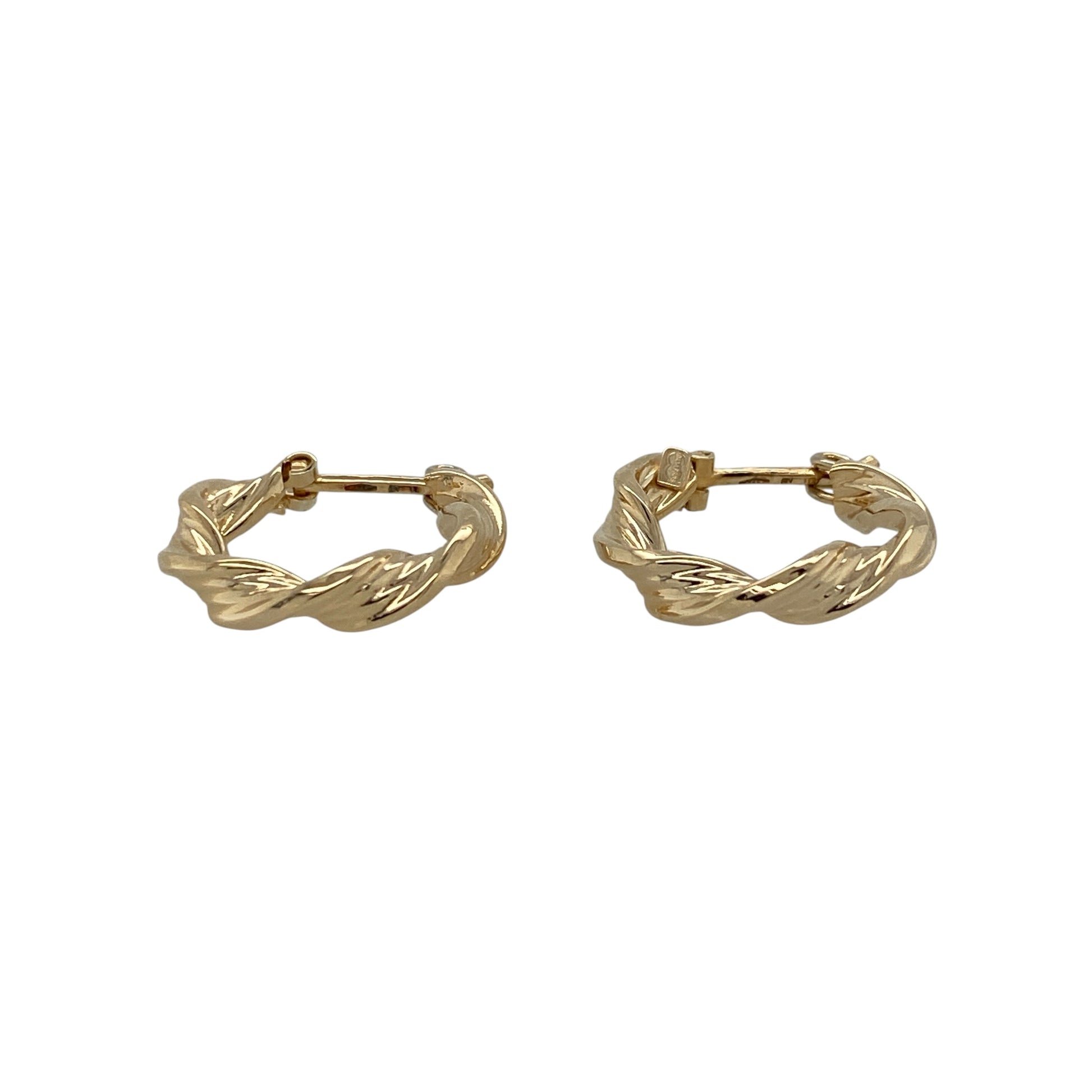 Add timeless styling and decorative texture to your jewellery collection with these pre-owned 9ct yellow gold twisted hoop creole earrings, featuring a classic design with an attractive spiral effect.

Design: The earrings showcase a traditional round hoop creole profile enhanced with twisted detailing, creating additional texture and visual interest while retaining the timeless appeal of classic gold hoop earrings.