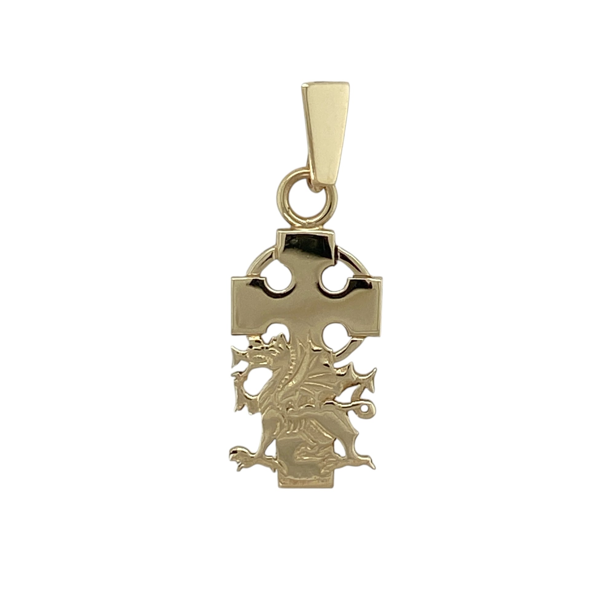 9ct Gold Welsh Dragon Celtic Cross Pendant
