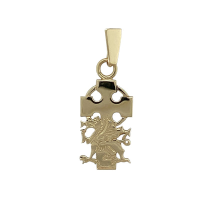 9ct Gold Welsh Dragon Celtic Cross Pendant