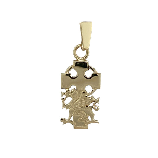 9ct Gold Welsh Dragon Celtic Cross Pendant