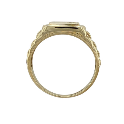 9ct Gold & Diamond Watch Strap Style Signet Ring