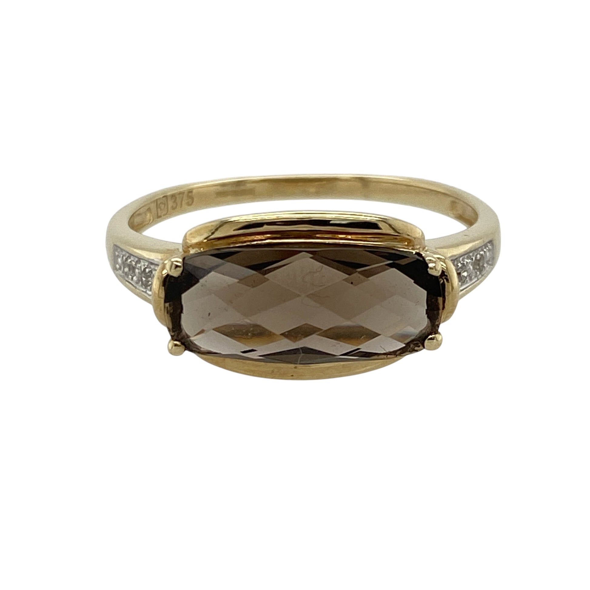 9ct Gold Diamond & Smoky Quartz Ring