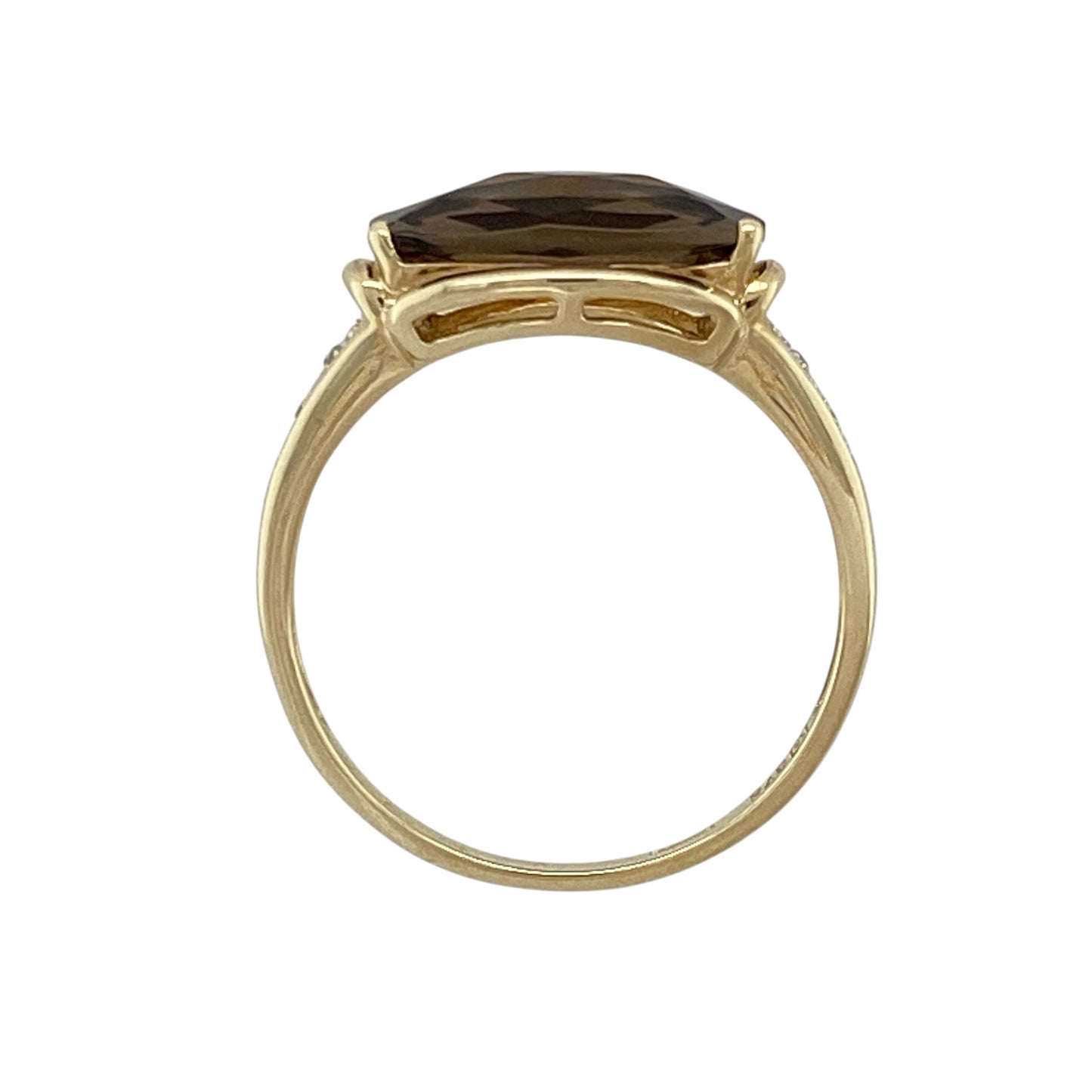 9ct Gold Diamond & Smoky Quartz Ring