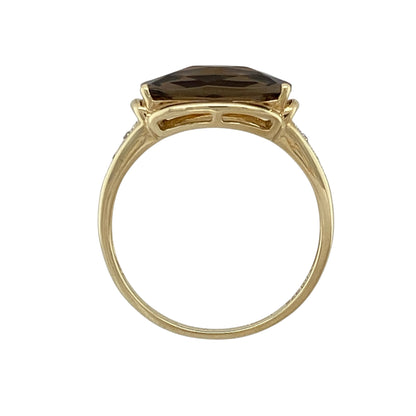 9ct Gold Diamond & Smoky Quartz Ring