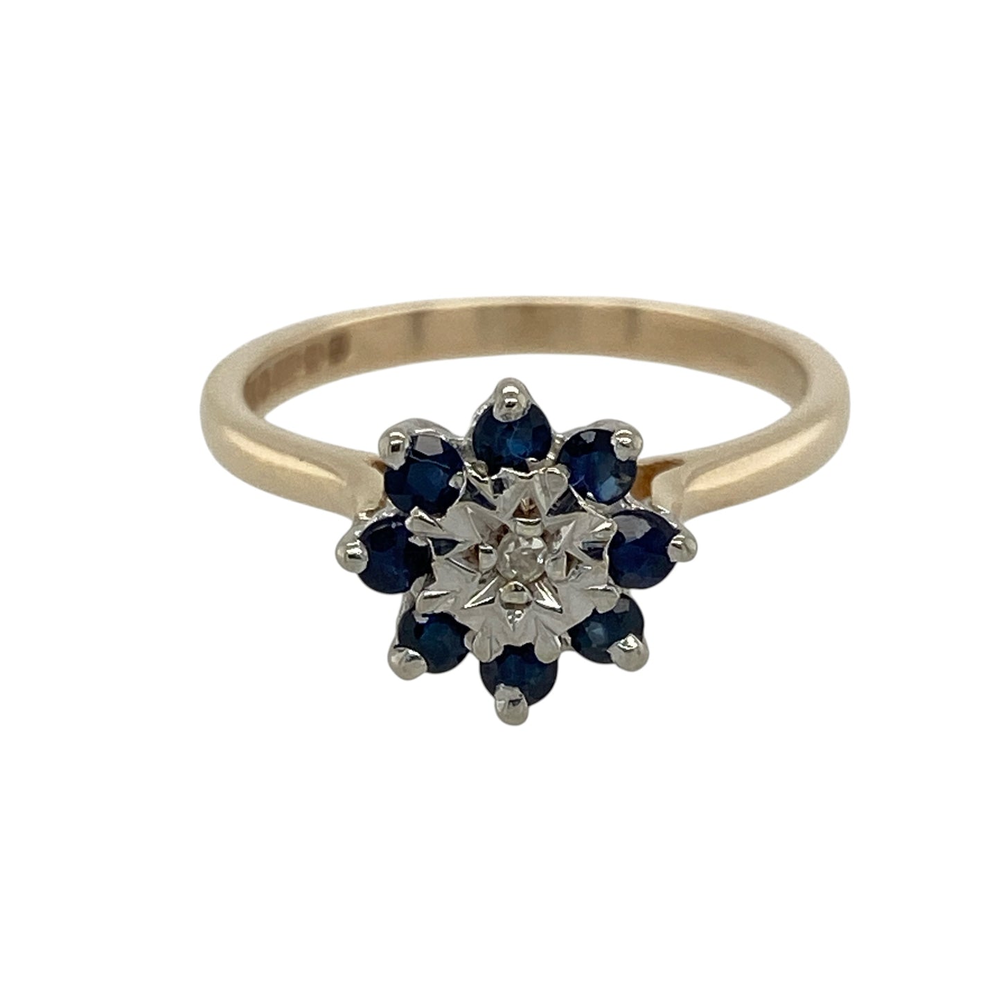 9ct Gold Diamond & Sapphire Cluster Ring