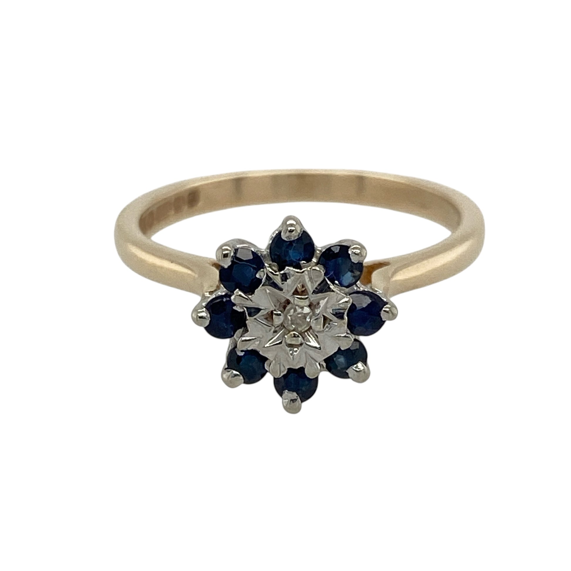 9ct Gold Diamond & Sapphire Cluster Ring