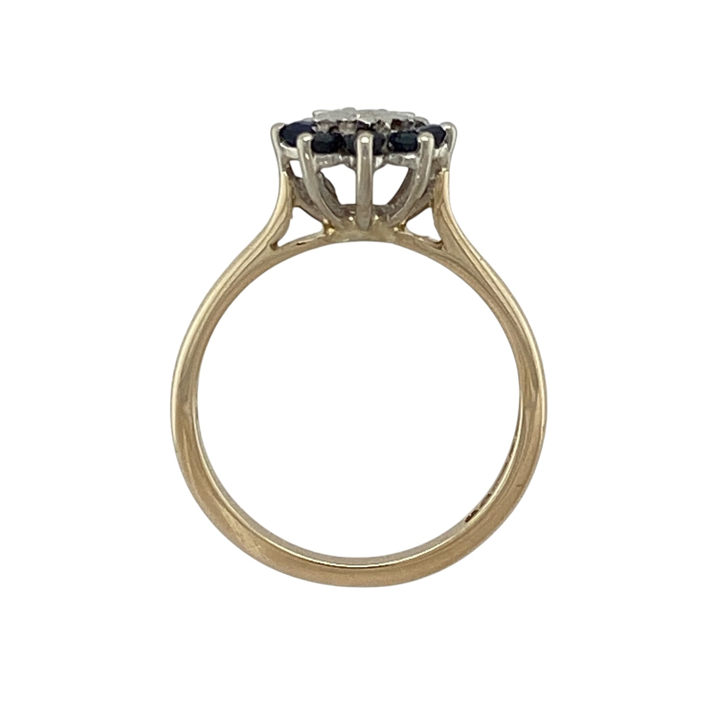 9ct Gold Diamond & Sapphire Cluster Ring