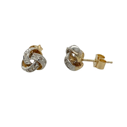 9ct Gold & Diamond Knot Stud Earrings