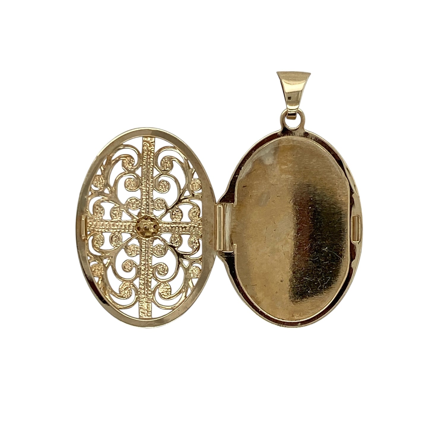 9ct Gold & Diamond Open Patterned Oval Locket