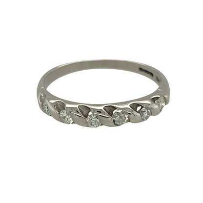 9ct White Gold & Diamond Band Ring