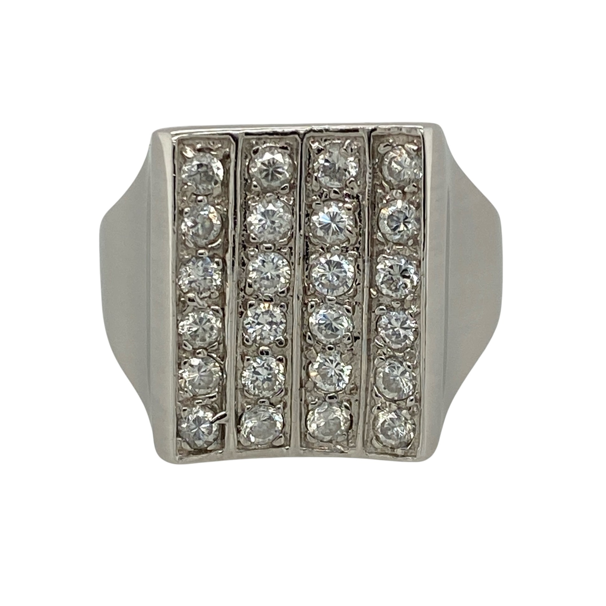 9ct White Gold & Diamond Signet Ring