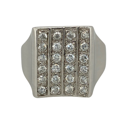 9ct White Gold & Diamond Signet Ring