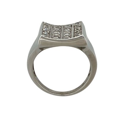 9ct White Gold & Diamond Signet Ring