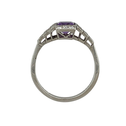 18ct White Gold Diamond & Amethyst Ring