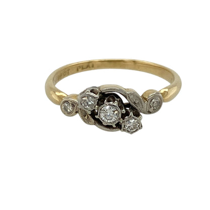 18ct Gold & Platinum Diamond Trilogy Twist Ring