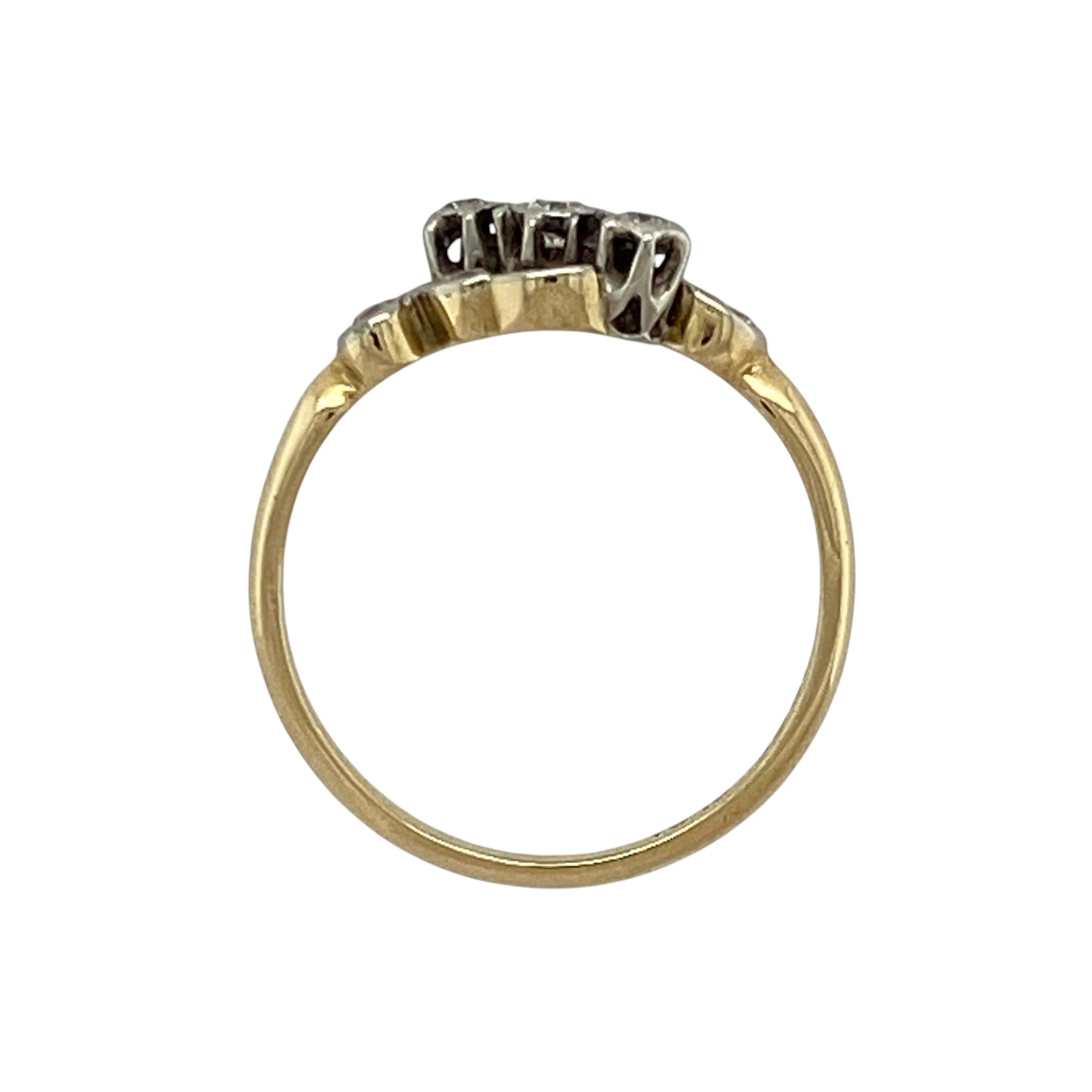 18ct Gold & Platinum Diamond Trilogy Twist Ring