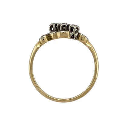 18ct Gold & Platinum Diamond Trilogy Twist Ring