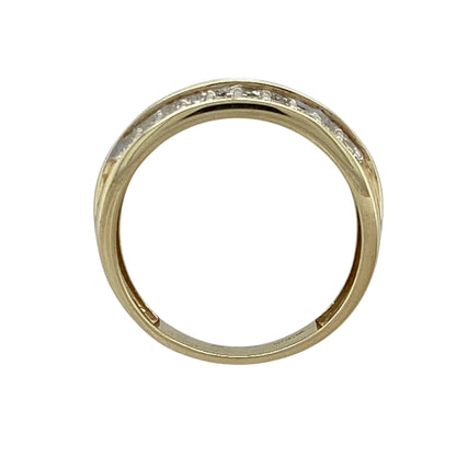 9ct Gold & Diamond Three Row Wide Band Ring