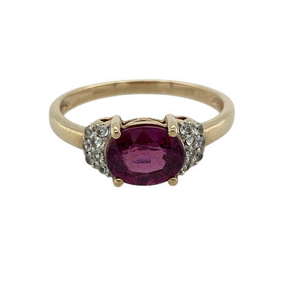 9ct Gold Pink Tourmaline & Cubic Zirconia Ring