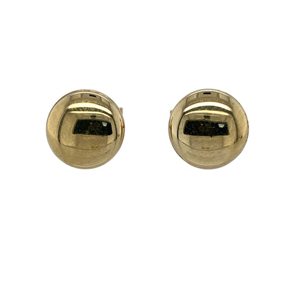 Add timeless simplicity and classic style to your jewellery collection with these pre-owned 9ct yellow gold 10mm button stud earrings, featuring a polished rounded design and versatile appearance—perfect for everyday wear or complementing both casual and formal outfits.

Design: The earrings feature a classic button stud design with a rounded 10mm profile, creating a simple yet eye-catching look that sits neatly on the earlobe.