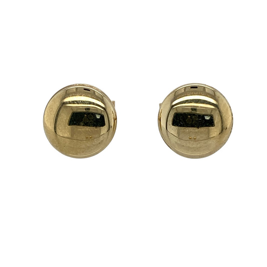 Add timeless simplicity and classic style to your jewellery collection with these pre-owned 9ct yellow gold 10mm button stud earrings, featuring a polished rounded design and versatile appearance—perfect for everyday wear or complementing both casual and formal outfits.

Design: The earrings feature a classic button stud design with a rounded 10mm profile, creating a simple yet eye-catching look that sits neatly on the earlobe.