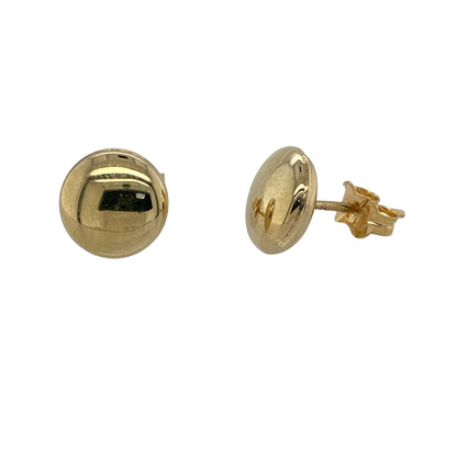 9ct Gold 10mm Button Stud Earrings