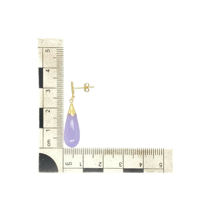 14ct Gold & Purple Jade Drop Earrings