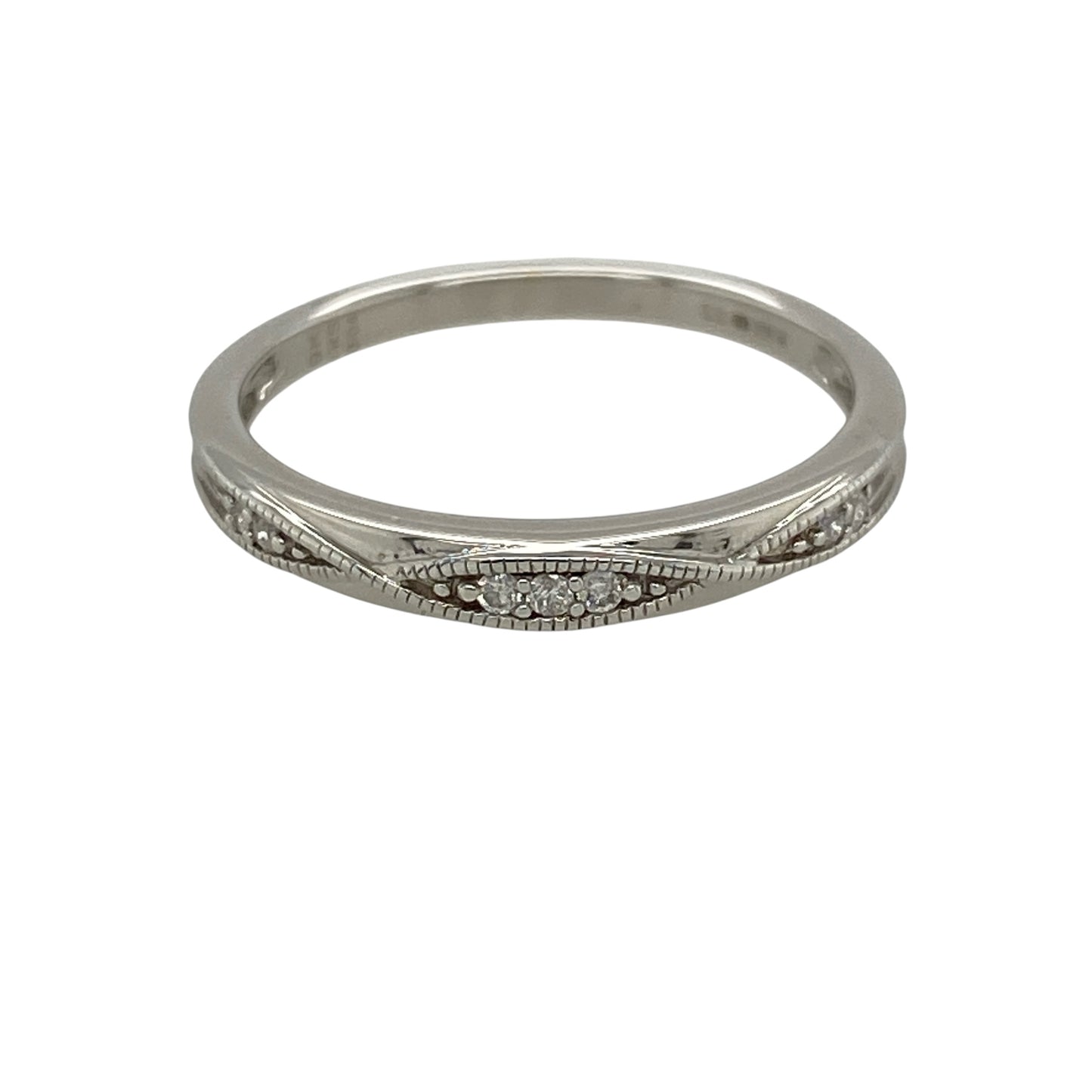9ct White Gold & Diamond Band Ring