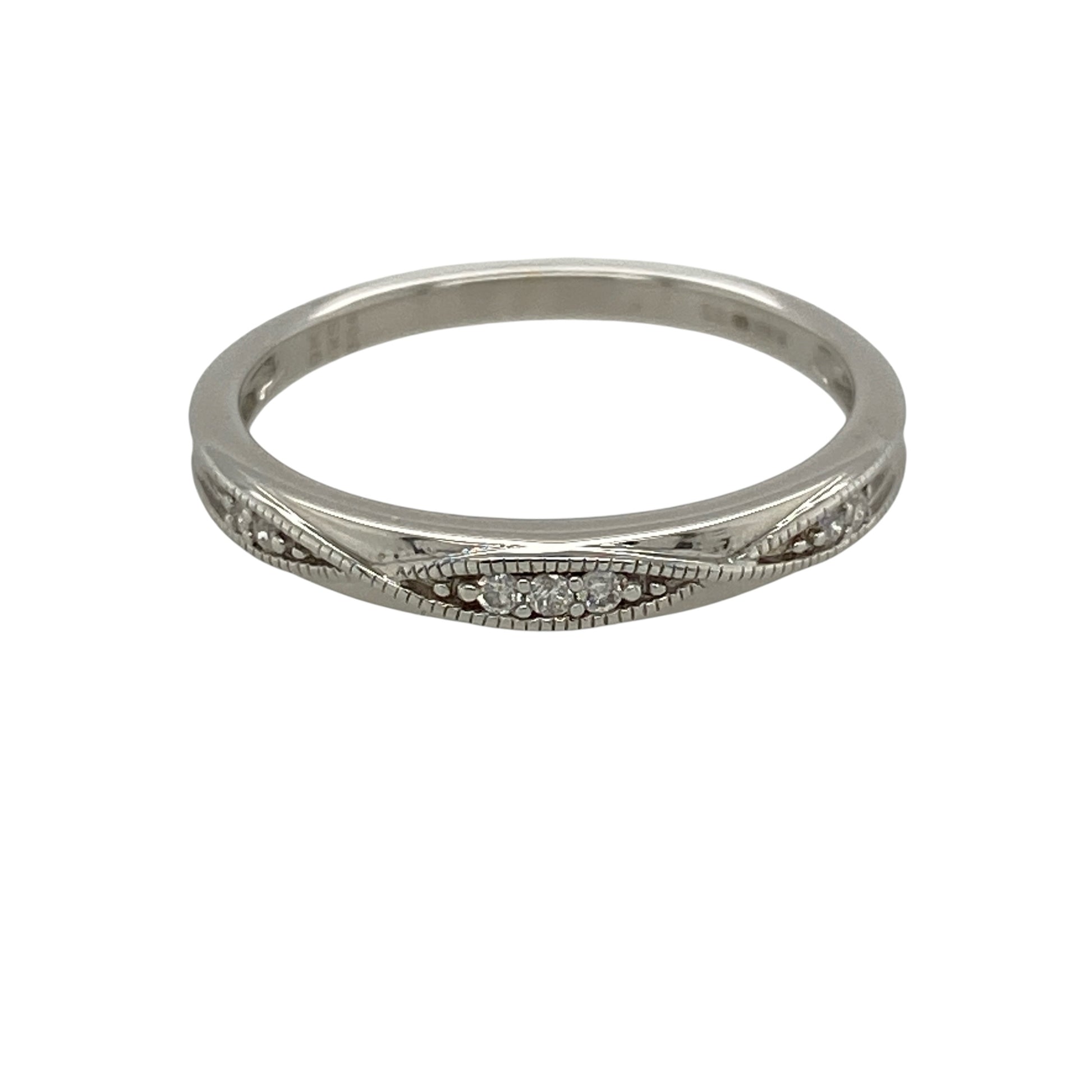 9ct White Gold & Diamond Band Ring