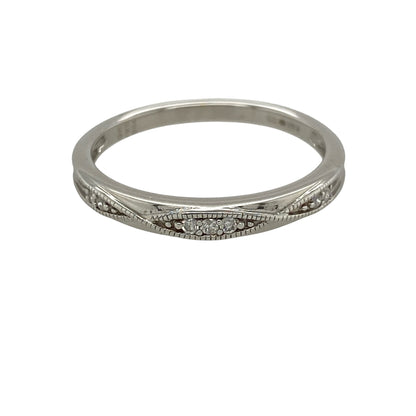 9ct White Gold & Diamond Band Ring