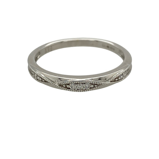 9ct White Gold & Diamond Band Ring