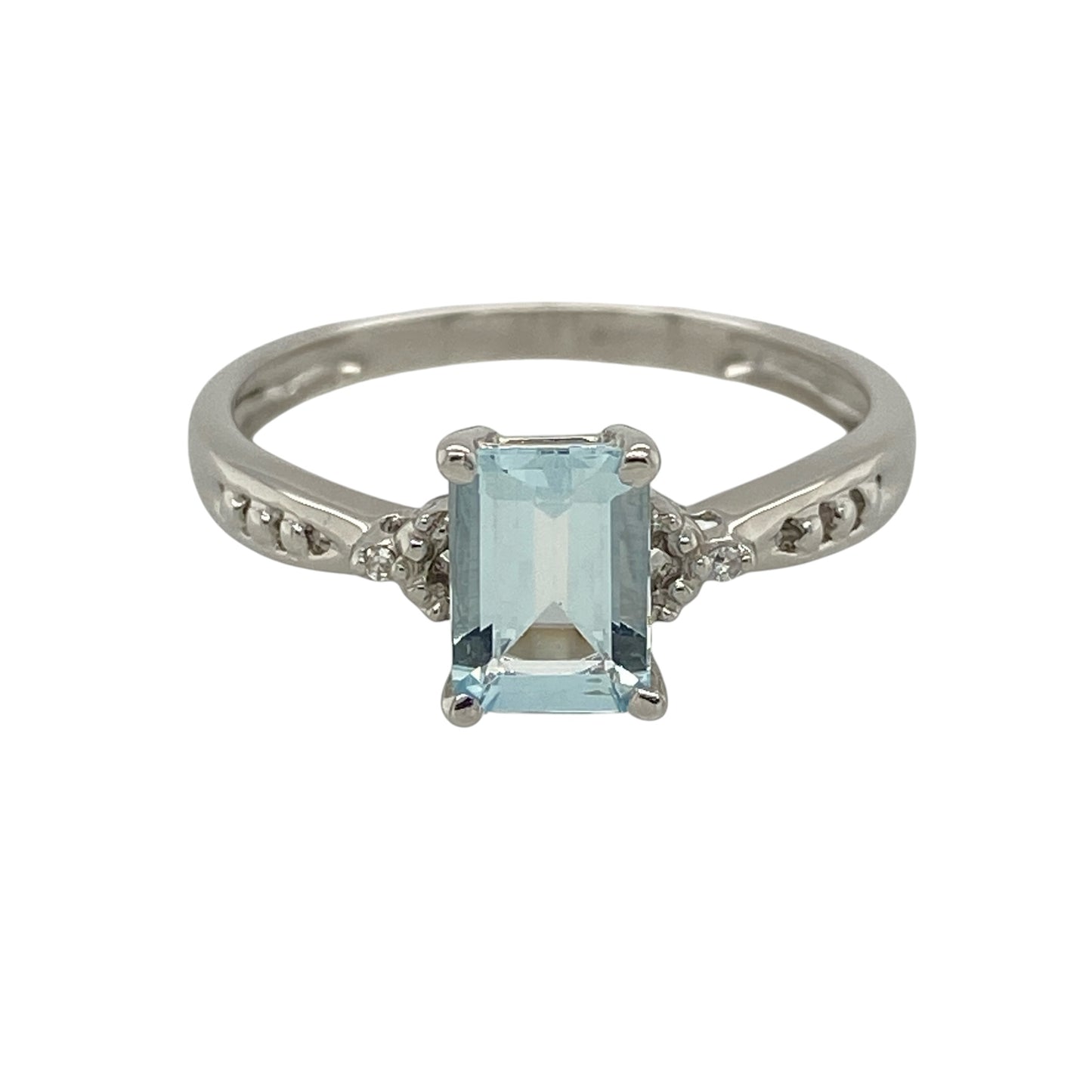 9ct Gold Diamond & Aquamarine Ring