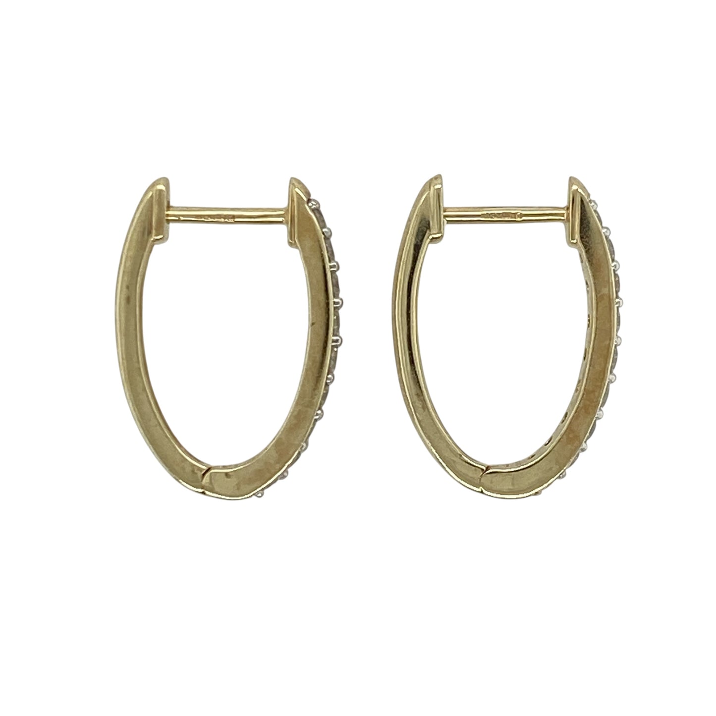 9ct Gold & Diamond Oval Earrings
