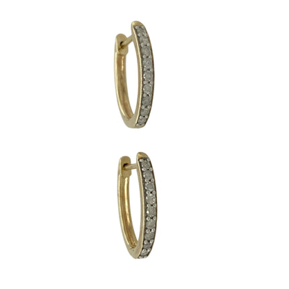 Add luxurious sparkle and timeless elegance to your jewellery collection with these pre-owned 9ct yellow gold and diamond oval earrings, featuring an eye-catching diamond design and approximately 0.50ct of total diamond content—perfect for special occasions, evening wear, or adding sophisticated sparkle to any outfit.

Design: The earrings feature an elegant oval design accented with sparkling diamonds