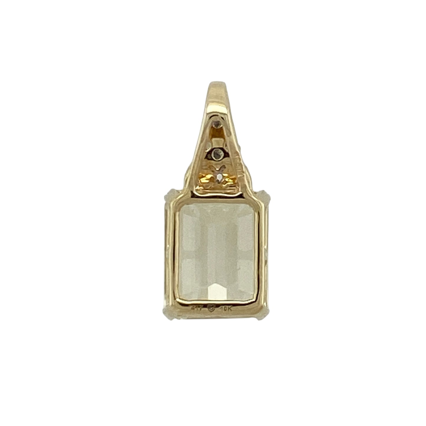9ct Gold Diamond & Light Yellow/Green Coloured Stone Pendant