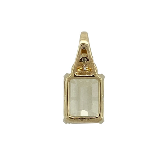 9ct Gold Diamond & Light Yellow/Green Coloured Stone Pendant